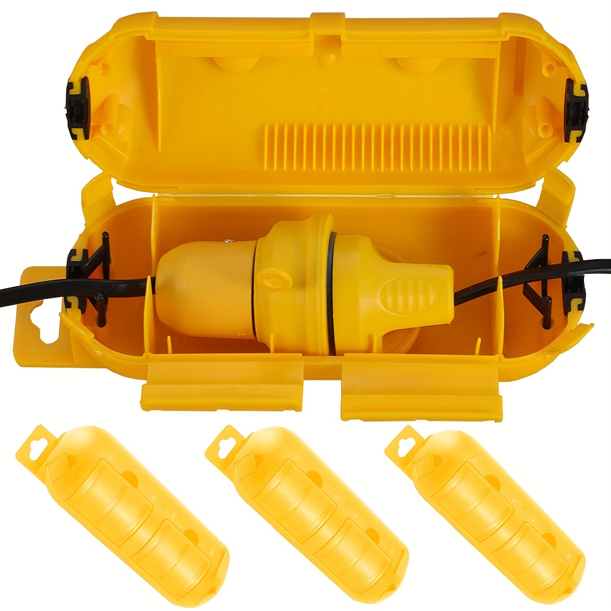 Cable Gland Waterproof - 防水シール付き延長黄色コード安全カバー、屋外コンセントプラグを保護する耐候性電気接続ボックス