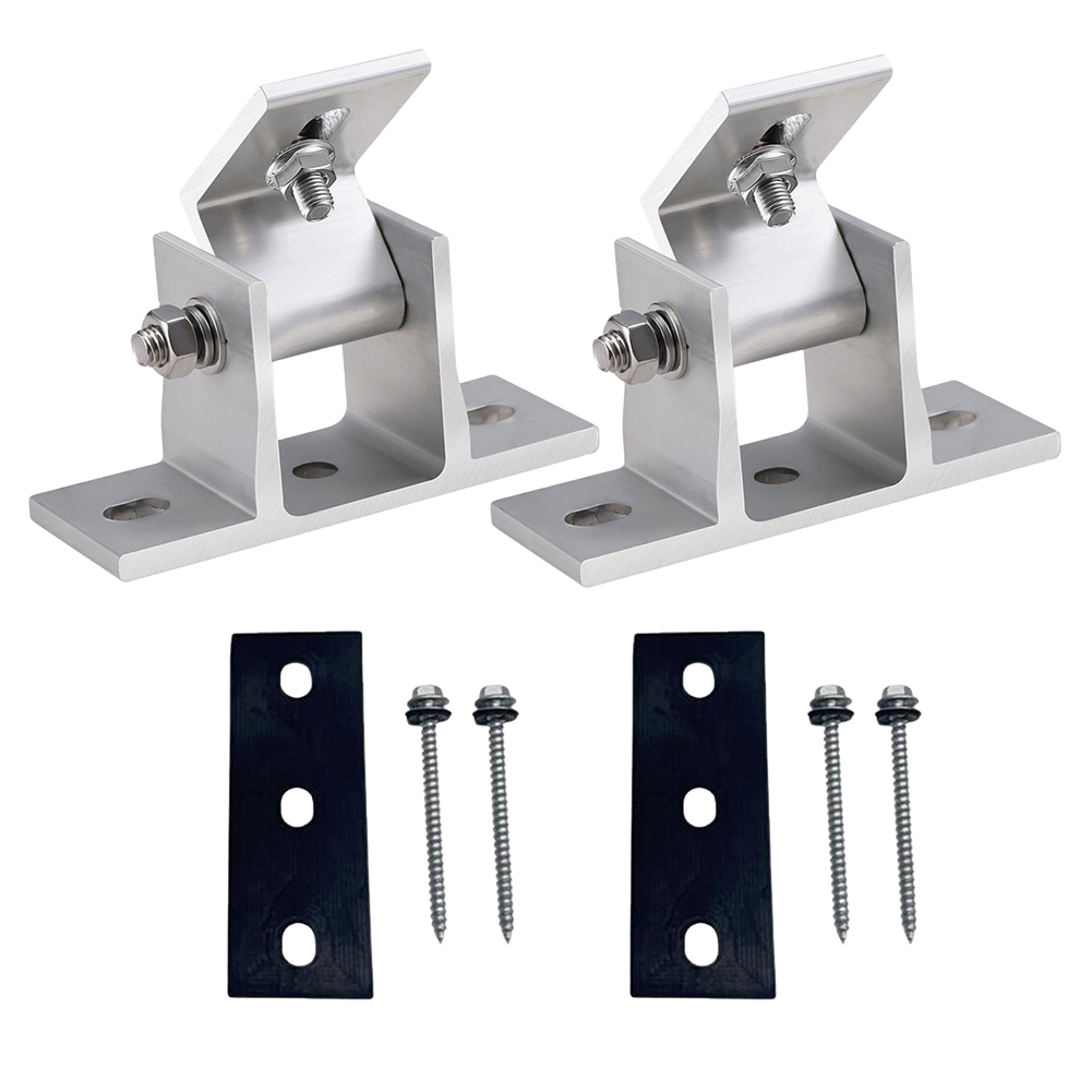 Solar Panel Tilt Mount - 2個入り アルミ製ソーラーパネルブラケット ドリル不要マウント 15〜30度角度調整可能 屋根用ソーラーパネルブラケット 防錆加工