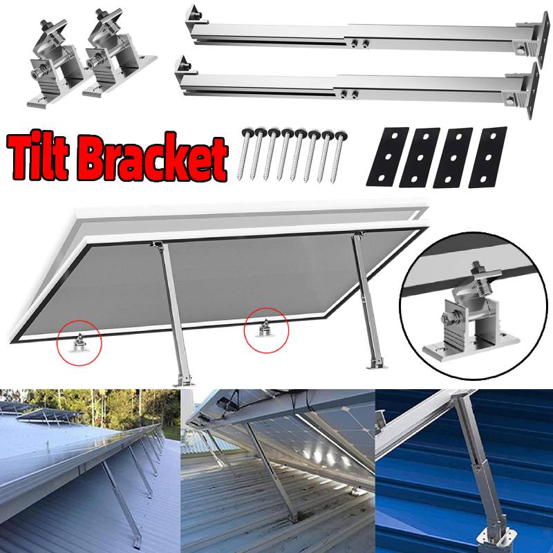 Solar Panel Tilt Mount - 太陽光発電傾斜ブラケット調整可能なソーラーパネルマウントラックアルミ合金折りたたみパネル取り付けエンドクランプキット15-30度