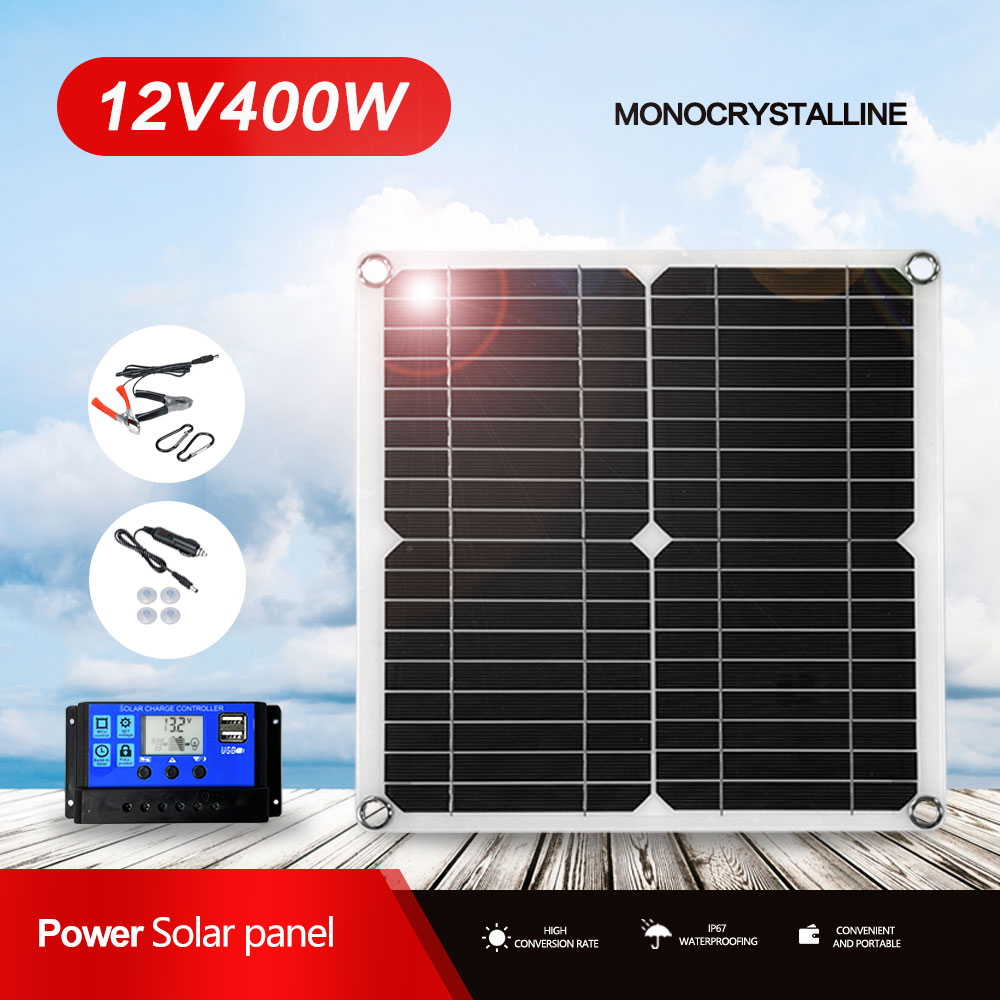 Rv Solar Kit 400W - 完全なデュアルソーラーパネルキット,太陽電池コントローラー,ヨット,rv,バッテリー充電器,12v,5v,dc,usb,100a,400w