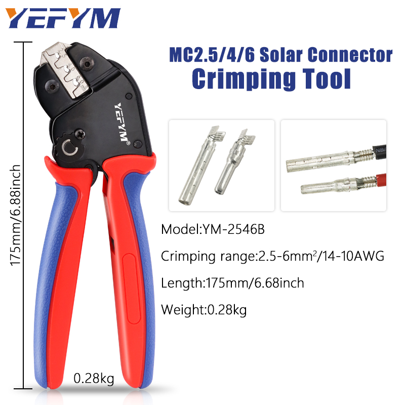 Mc4 Crimping Tool - ソーラークリンパツール YM-2546B MC2.5/4/6mm² 14-10AWG オスメスソーラーコネクタワイヤー端子ソーラーパネル PV