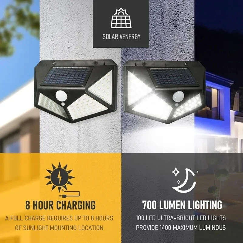 Renewable Energy Solar - 100Led 多機能ソーラーランプ屋外庭の装飾ソーラーライト防水太陽光発電スポットライトモーションセンサー付き