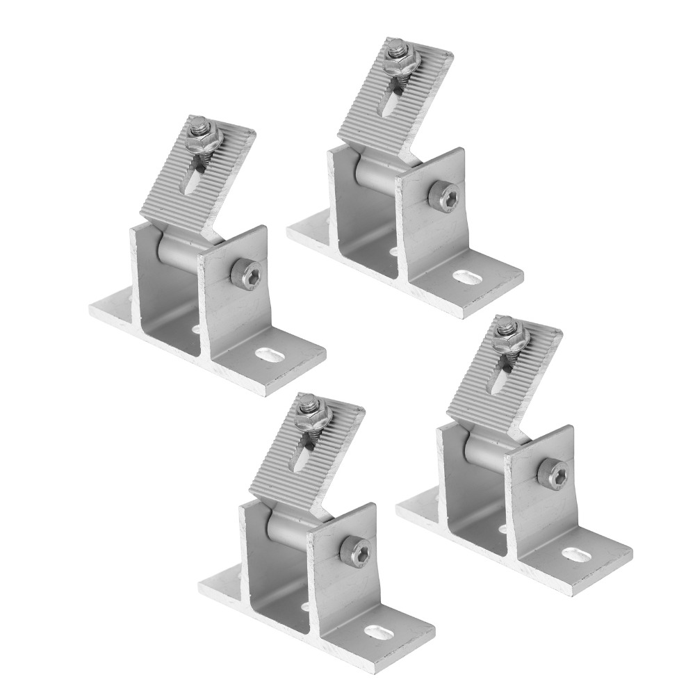 Solar Panel Tilt Mount - 4 個の調整可能な傾斜角ソーラーパネル取り付けブラケットマウントブラケットベースアルミ合金ソーラー PV ブラケットサポートフィート