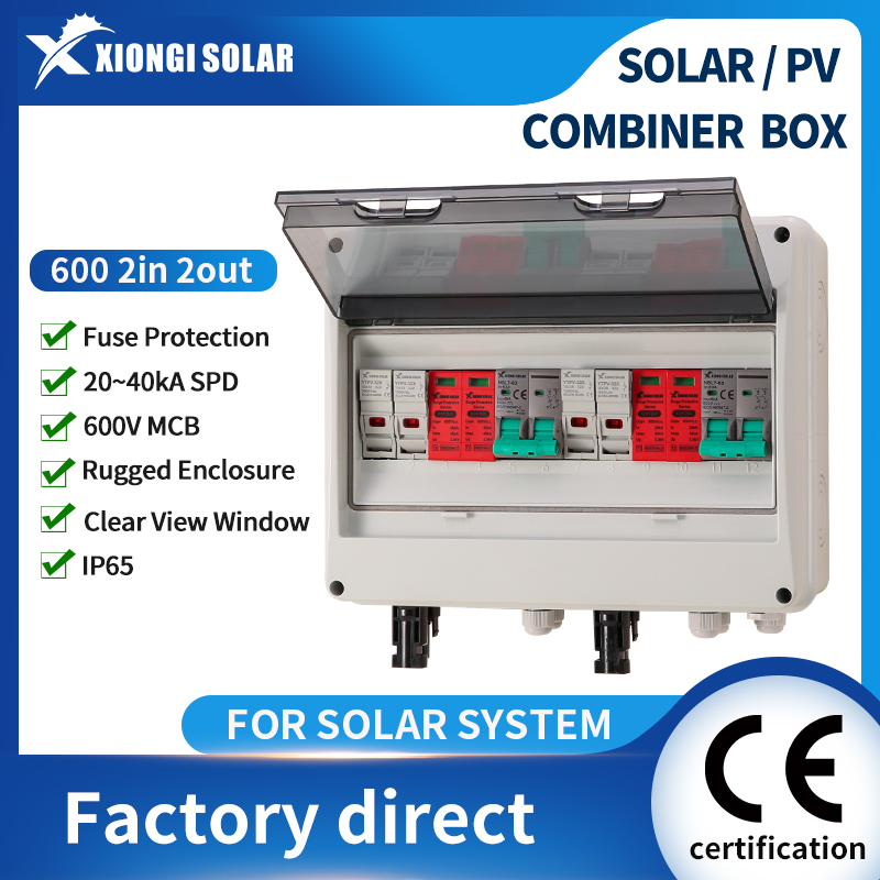 Renewable Energy Solar - 全銅線PVコンビナーボックス 600V 2入力2出力 DCソーラーパネル切断スイッチ ヒューズ付きMCB SPD