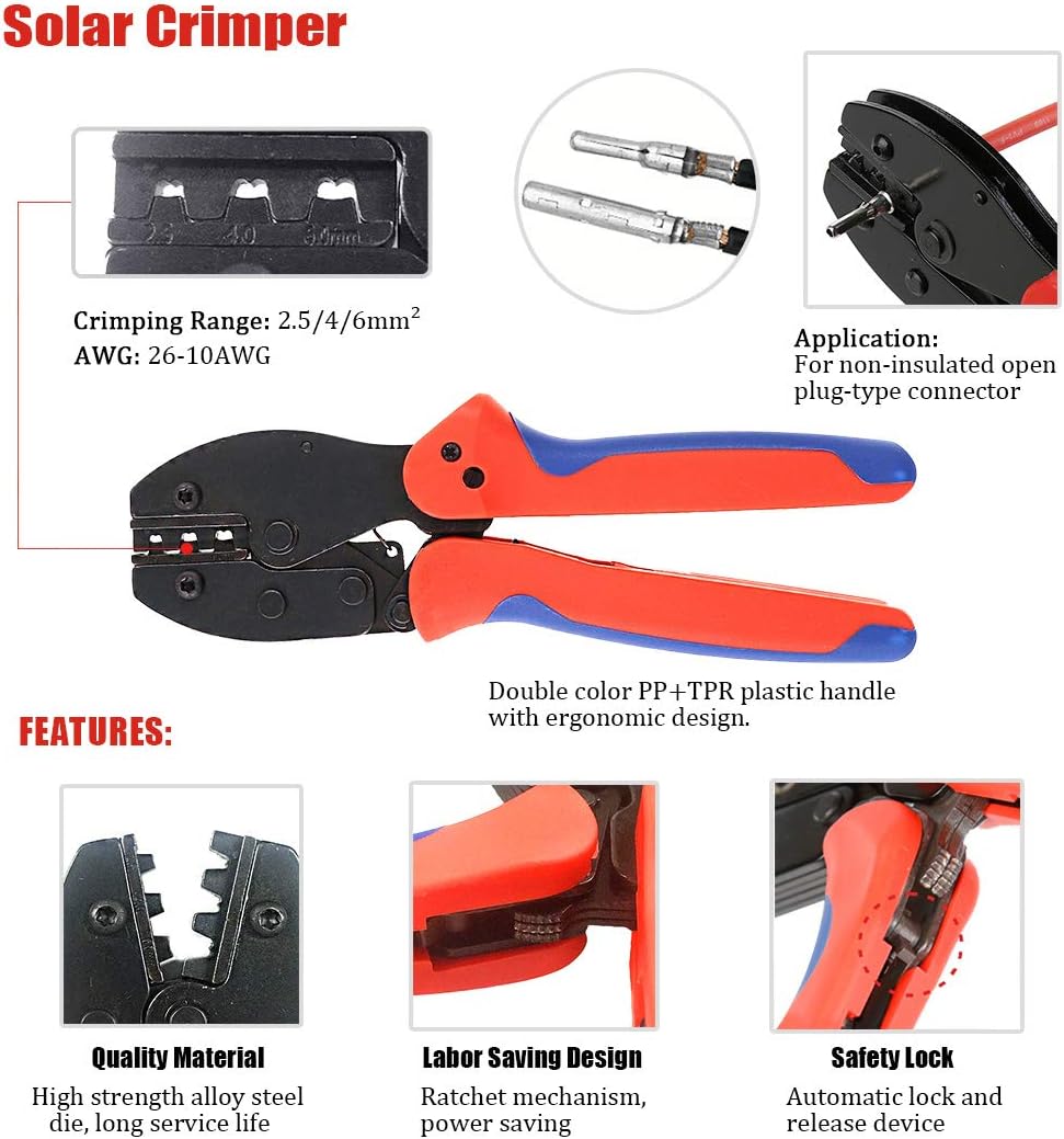ソーラーパネル PV ケーブル圧着工具キット AWG14-1 - Mc4 Crimping Tool のレビューと価格