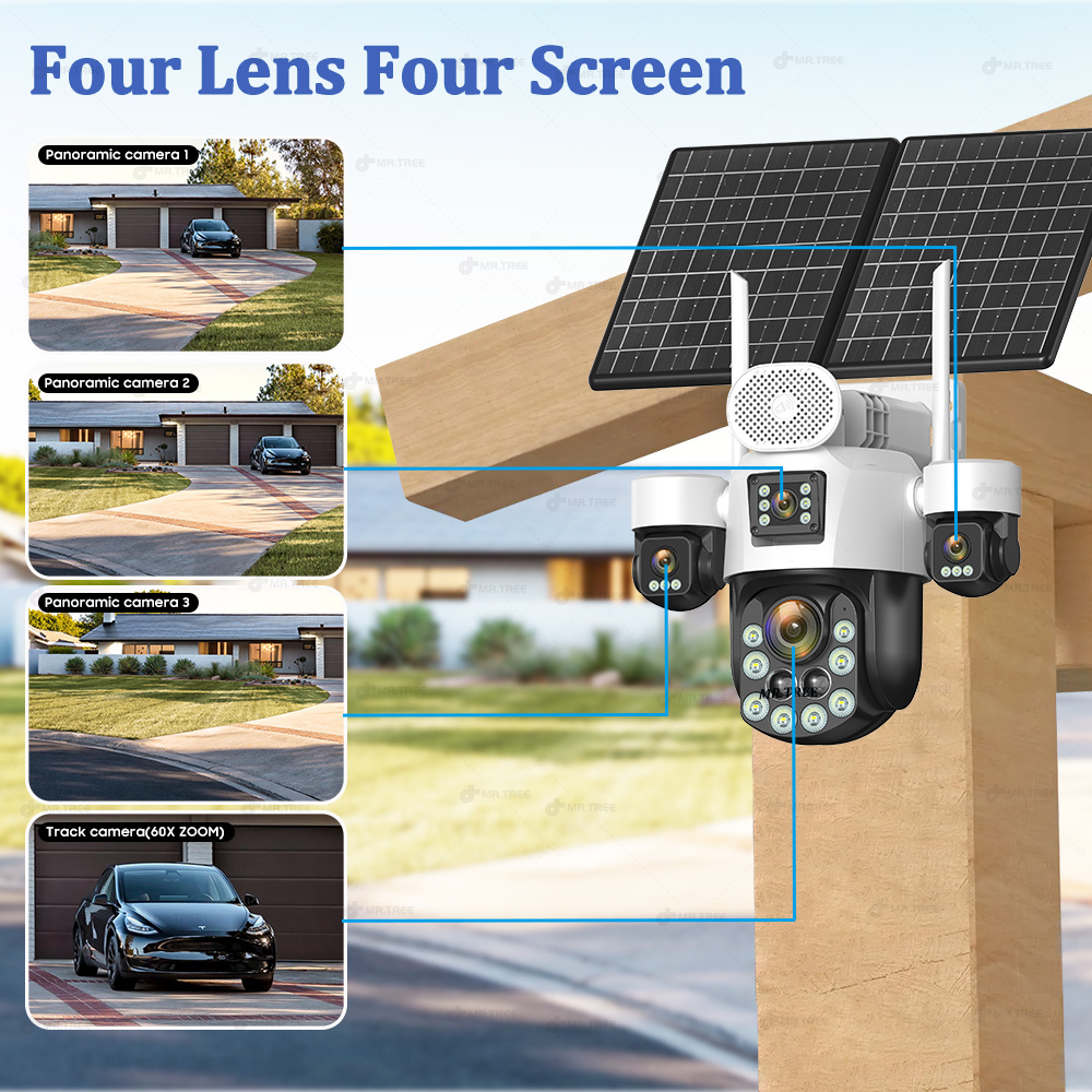 AOV 四眼レンズ屋外監視ソーラーカメラ 20MP 4G S - Solar Panel Tilt Mount のレビューと価格