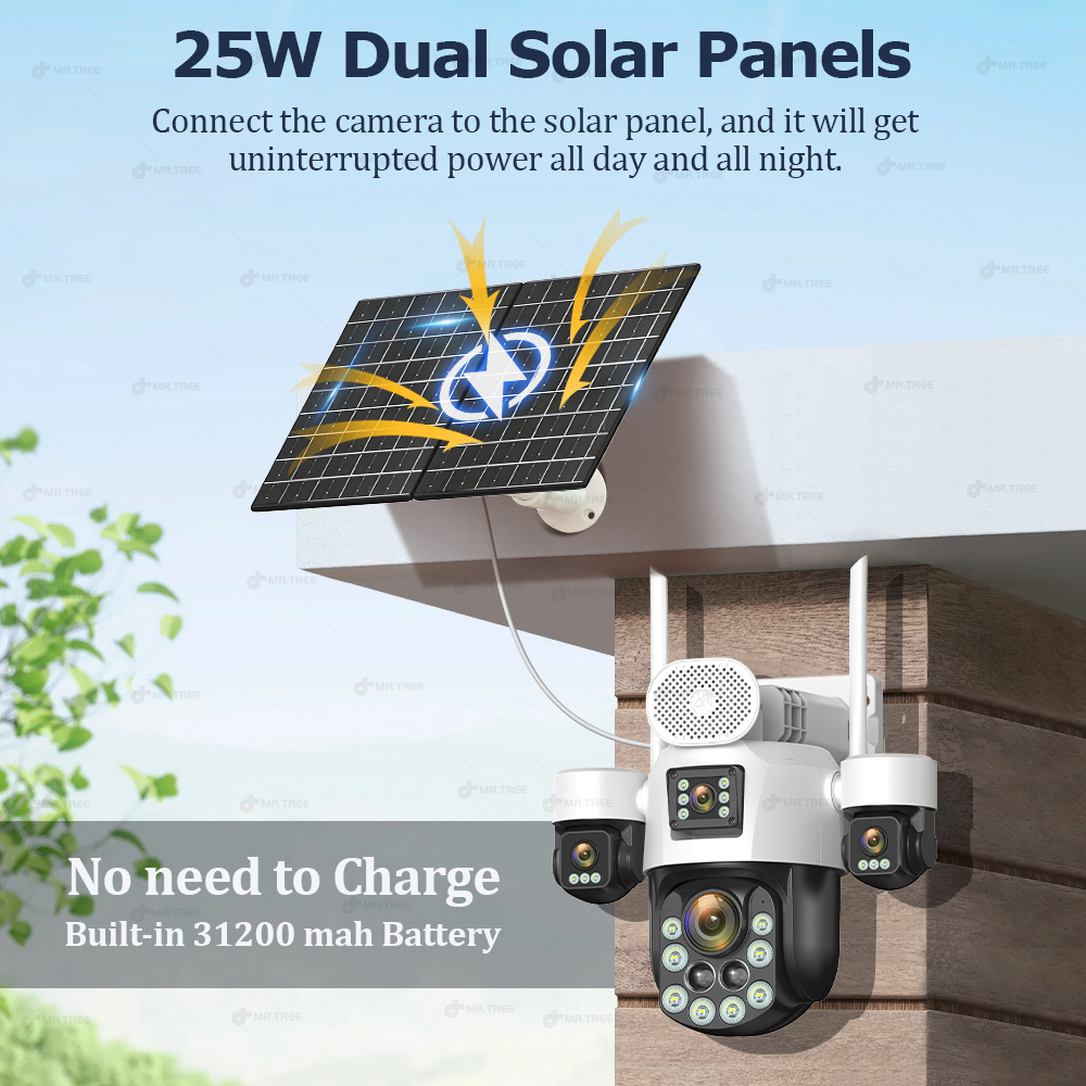 AOV 四眼レンズ屋外監視ソーラーカメラ 20MP 4G S - Solar Panel Tilt Mount のレビューと価格